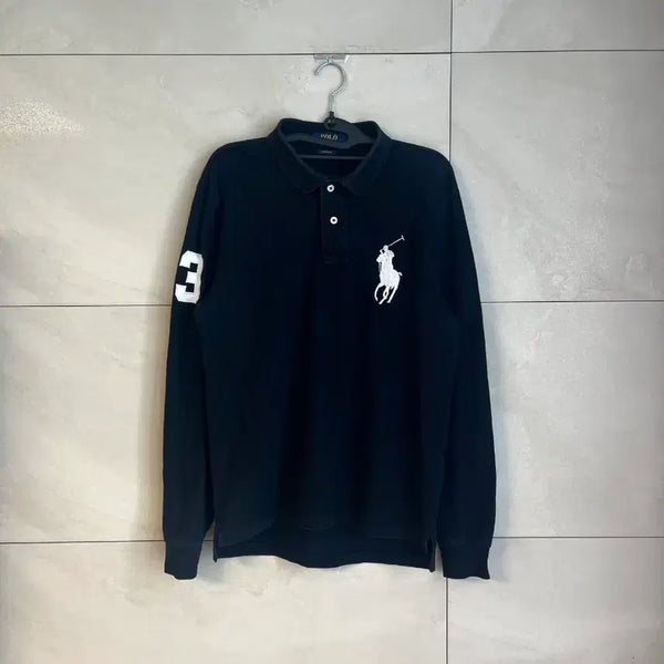 [BUNJANG] Polo Ralph Lauren White Big Pony Long Sleeve Polo Shirt (L Size) / 폴로 랄프로렌 화이트 빅포니 긴팔 카라 티셔츠 (L size)