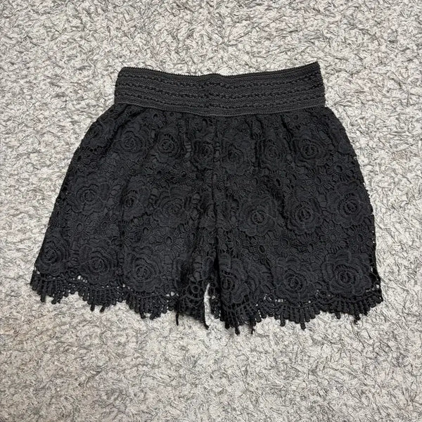 [BUNJANG] Black Lace Banding Shorts / 블랙 레이스 밴딩 쇼츠