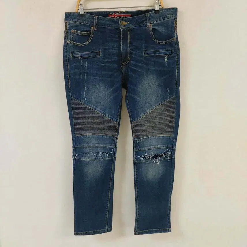 [BUNJANG] BBreakers Big Size Slim Fit Washed Biker Jeans (38) / BBreakers 빅사이즈 슬림핏 워싱진 바이커진/38/구제24시/이이