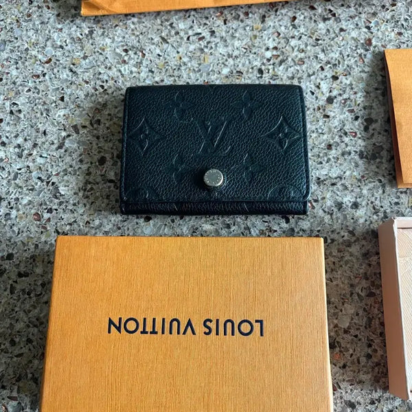 [BUNJANG] Louis Vuitton Black Embossed Compact Wallet / 루이비통 블랙 엠보 반지갑 풀박스