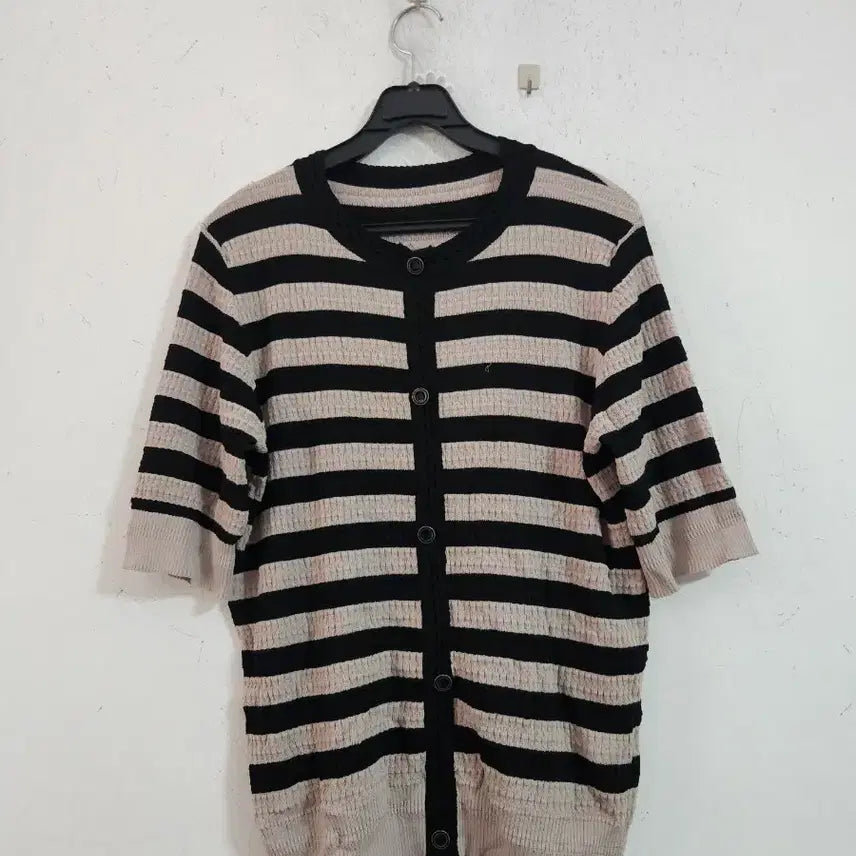 [BUNJANG] Striped Knit Short-Sleeve T-Shirt / 줄무늬 니트반팔 티셔츠