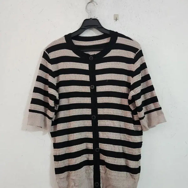 [BUNJANG] Striped Knit Short-Sleeve T-Shirt / 줄무늬 니트반팔 티셔츠