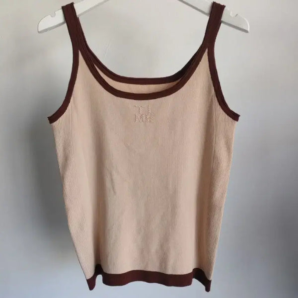 [BUNJANG] TIME Colorblock Knit Sleeveless Top / 타/임 배색 니트 슬리브리스