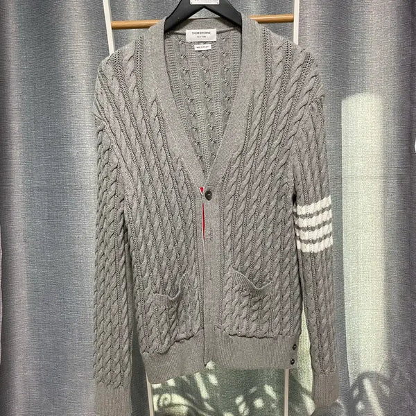 [BUNJANG] Thom Browne Signature Striped Cable Cardigan / 톰브라운 사선 케이블 가디건 정품 4사이즈