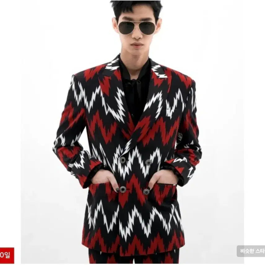 [BUNJANG] Untage Sparky Print Double-Breasted Blazer / 언티지 Sparky 프린트 더블 Breasted(블레이저)(팬츠와 함께 셋업도 판매)