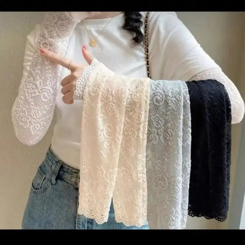 [BUNJANG] Sheer Lace Arm Warmers 5 Pairs / 시스루 레이스 팔토시 5켤레 (무료배송)