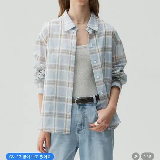 [BUNJANG] Mind Bridge Women's Sky Blue Check Shirt / 마인드브릿지 우먼 스카이블루 체크 셔츠