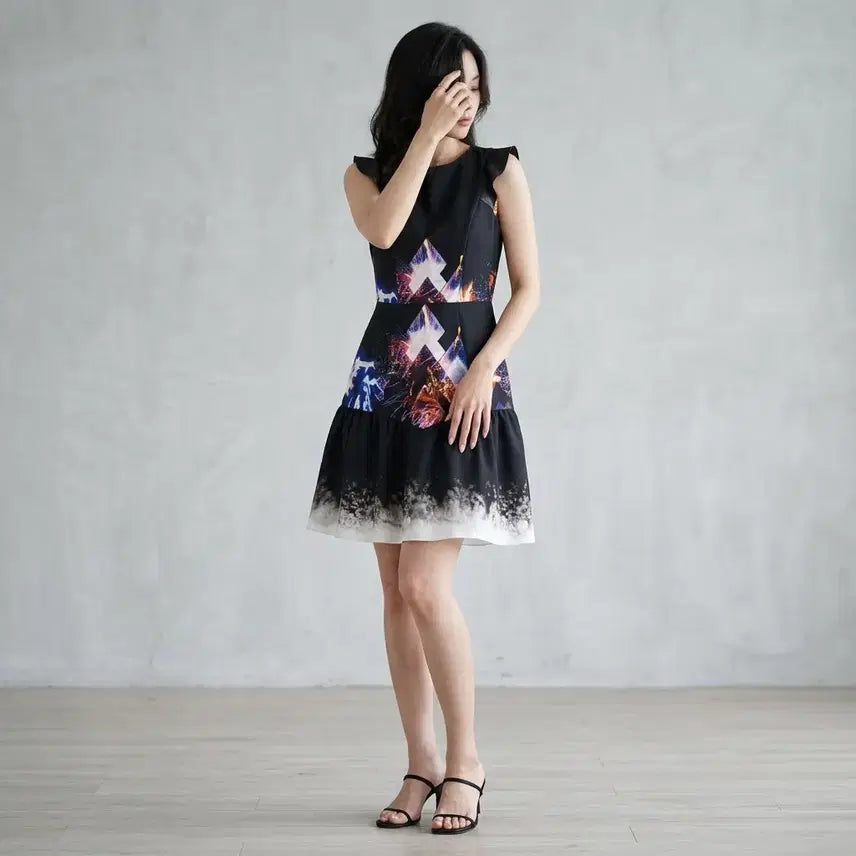 [BUNJANG] Sandro Graphic Pattern Sleeveless Dress / 산드로 그래픽 패턴 민소매 원피스 1