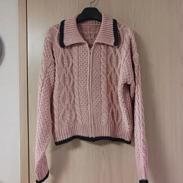 [BUNJANG] Knit Zip-Up Cardigan (55-66) / 니트집업가디건 55~66 새거