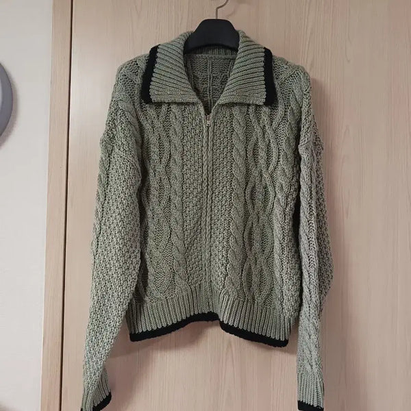 [BUNJANG] Knit Zip-Up Cardigan (Size 55-66) / 니트집업가디건 55~66 새거
