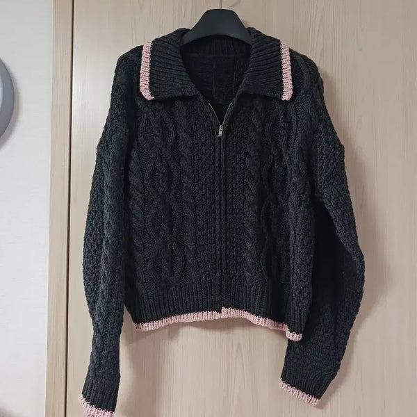 [BUNJANG] Knit Zip-Up Cardigan (Size 55-66) / 니트집업가디건 55~66 새거