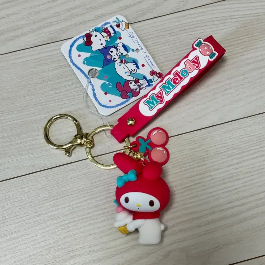 [BUNJANG] Sanrio My Melody Cherry Charm Keychain / 마이멜로디 키링 체리 장식(정품)