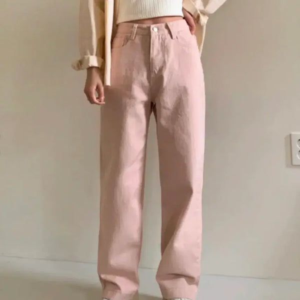 [BUNJANG] 98°C Okie Milk Pink Cotton Wide Pants Long L / (미개봉, 새상품) 98도씨 오키 밀크핑크 코튼 와이드팬츠 새제품