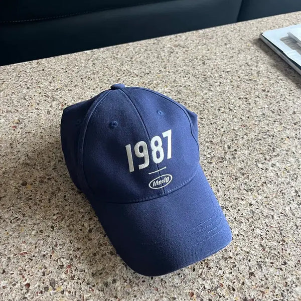 [BUNJANG] 1987 Embroidered Logo Navy Ball Cap / 모자