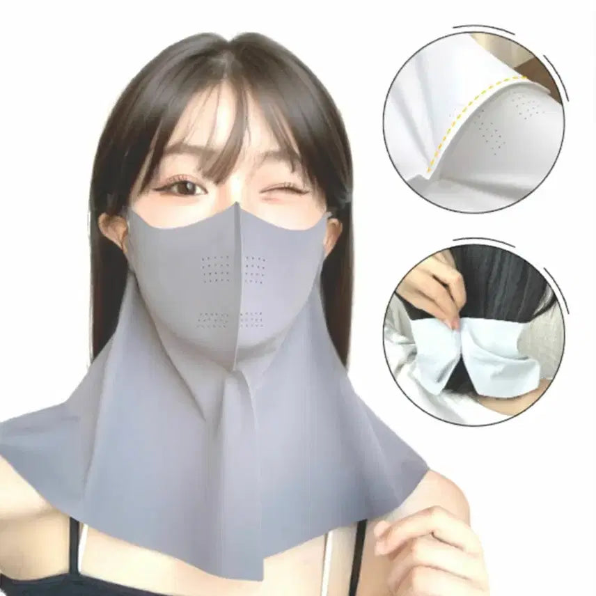 [BUNJANG] Cooling UV Protection Mask - Black/Gray, Korean-Made, One-Touch Sun Protection / UV 자외선차단마스크 검정/회색 쿨링 마스크 국산 원터치 자외선차단
