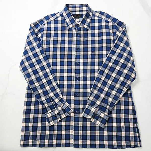 [BUNJANG] Daks Blue Check Logo Long-Sleeve Shirt (Size 110) / 닥스 블루 체크 로고 긴팔 셔츠 (110)