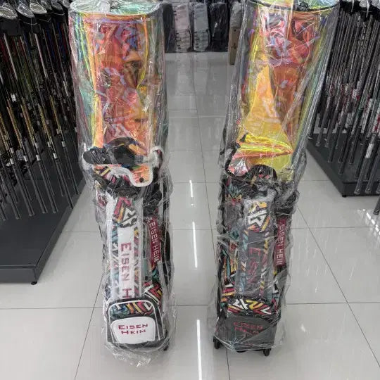 [BUNJANG] Eisenheim Golf Bag Set - Black/White Stand Bag & Wheeled Caddy Bag / 아이젠하임 골프백 세트 블랙 화이트 아이젠하임 스탠드백 휠캐디백