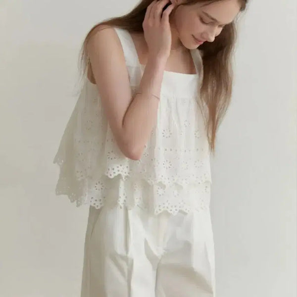 [BUNJANG] Riel Lace Sleeveless Blouse One Size New / 리엘 레이스 민소매 블라우스 텍달린 새제품 프리사이즈