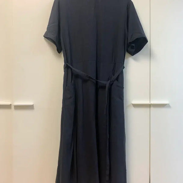 [BUNJANG] Epigram Navy Tencel & Linen Blend Midi Dress with Waist Tie / 에피그램의 네이비 색상 원피스