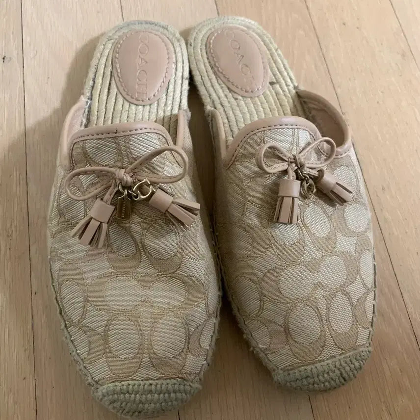 [BUNJANG] Coach Canvas Espadrille Mule Slippers / 코치 캔버스 에스파드류 슬리퍼 뮬