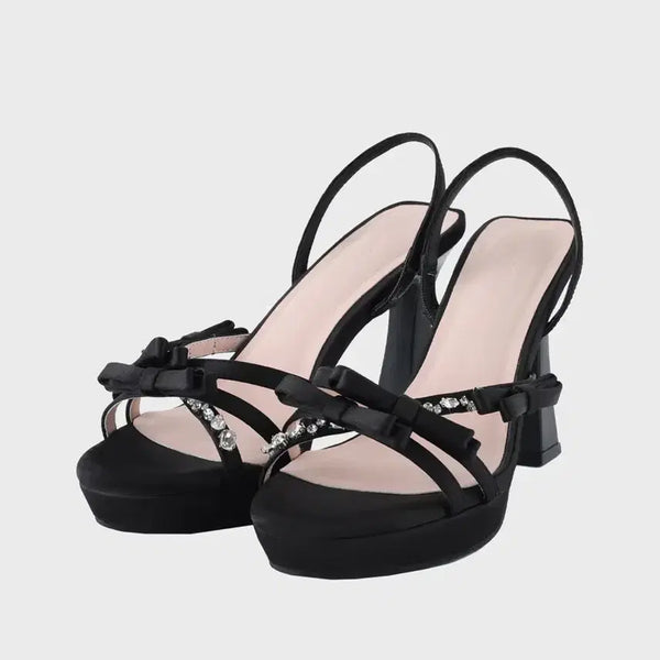 [BUNJANG] Mmeeme Ribbon Strap Bijou Line Mule Black / Mmeeme Ribbon strap bijou line mule 블랙