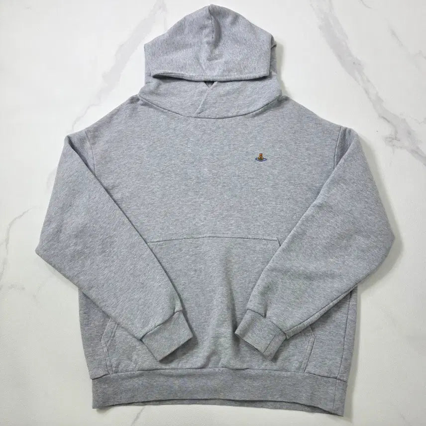 [BUNJANG] Vivienne Westwood ORB Logo Embroidered Hoodie Grey / 비비안웨스트우드 ORB 로고 자수 후드티 그레이 100
