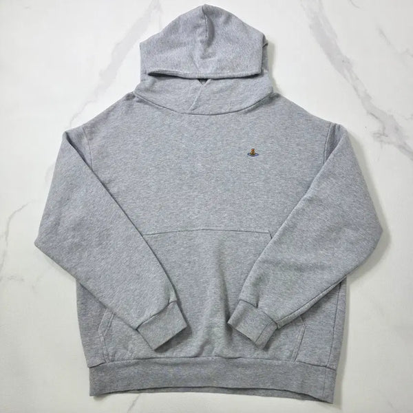 [BUNJANG] Vivienne Westwood ORB Logo Embroidered Hoodie Grey / 비비안웨스트우드 ORB 로고 자수 후드티 그레이 100