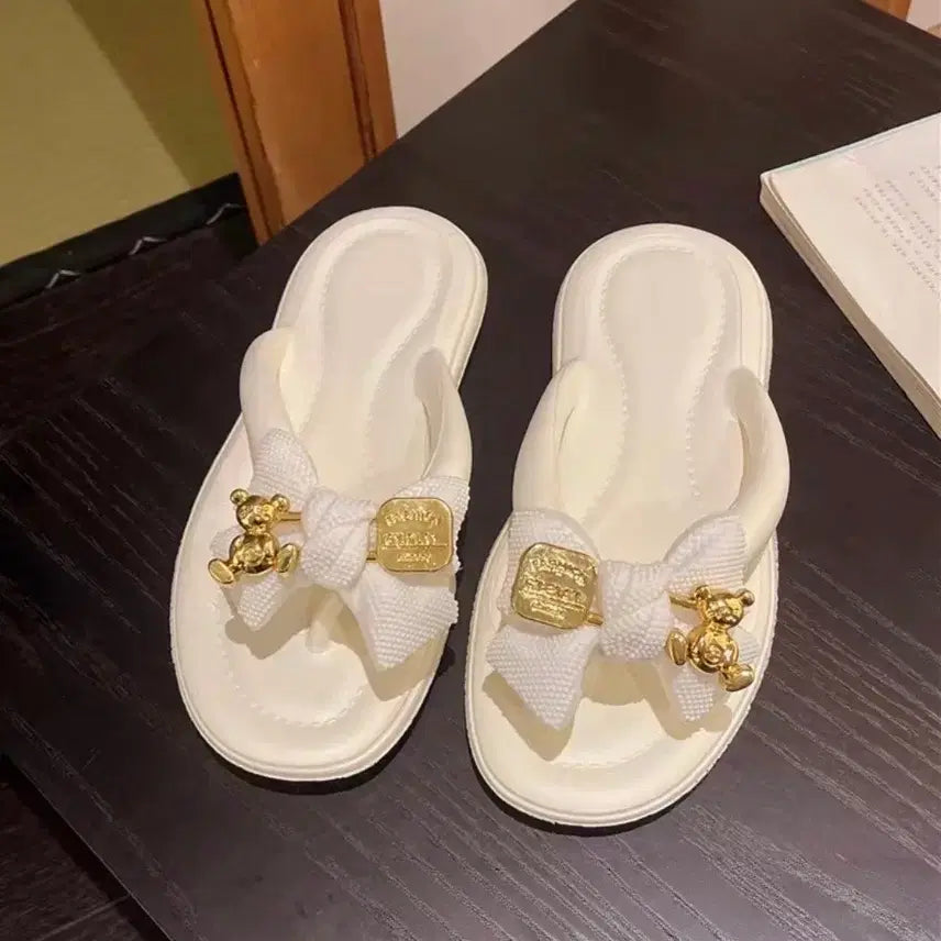 [BUNJANG] White Flip-Flops Sandals Size 245 / 쪼리 화이트 슬리퍼 245 1회사용
