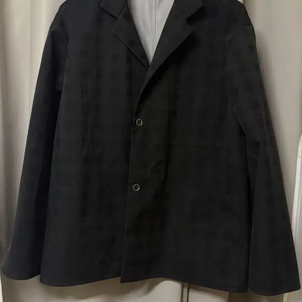 [BUNJANG] Descente Check Pattern Oversized Blazer Black L / 데상트 체크 패턴 오버핏 블레이저 블랙 L사이즈