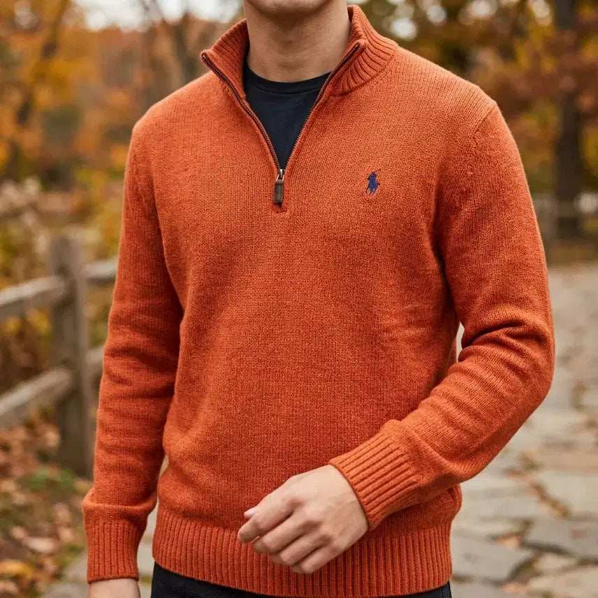 [BUNJANG] Polo Ralph Lauren Half-Zip Cotton Knit Orange / 폴로 랄프로렌 하프집업 코튼 니트 오렌지 95