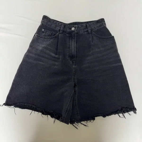 [BUNJANG] VOV Pintuck Black Denim Shorts / 보브 핀턱 블랙 데님