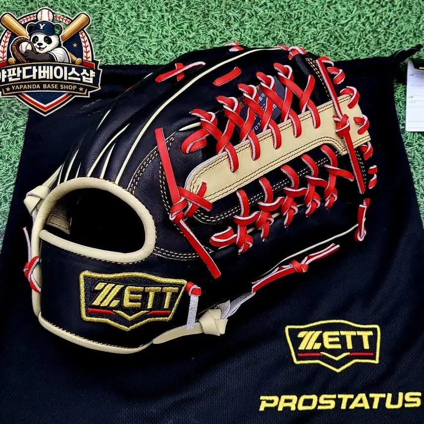 [BUNJANG] Zett Prostatus Limited Edition 13-inch Outfield Glove (Black/Beige/Red Laces) / 제트 프로스테이터스 한정판 외야 글러브 13인치 블랙/베이지/레드끈