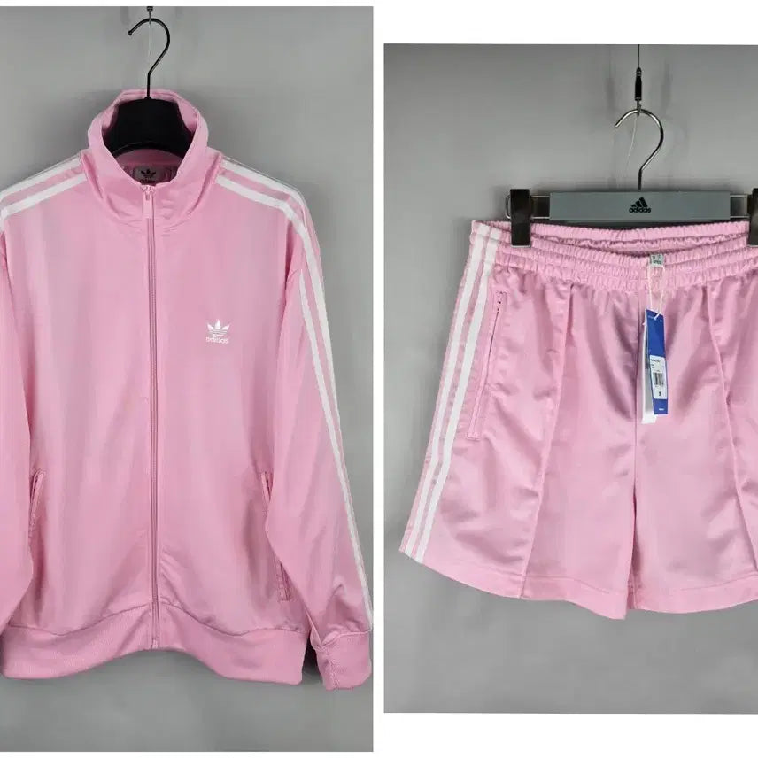[BUNJANG] Adidas Firebird Strawberry Milk Track Top & Shorts Set / 아디다스 파이어버드 딸기우유 트루 핑크 트랙탑 쇼츠 셋업 세트