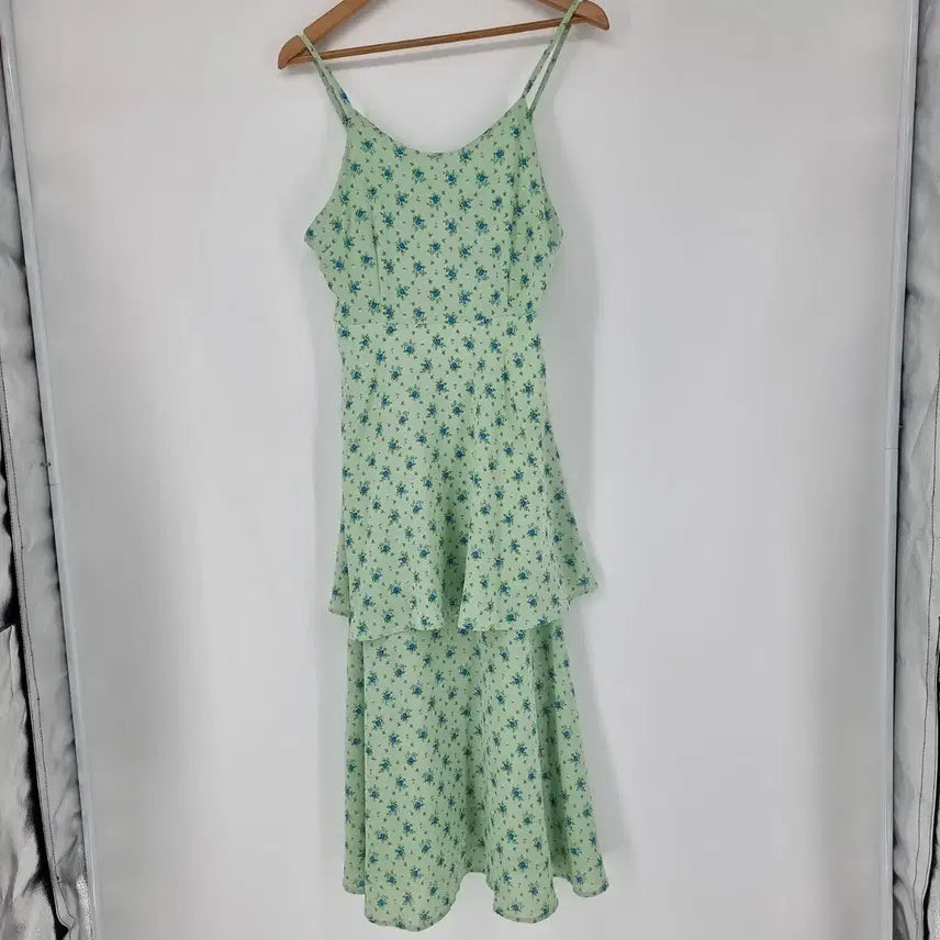 [BUNJANG] Mint Flower Tiered Long Dress / 민트 플라워 캉캉 롱 원피스 [E30990]