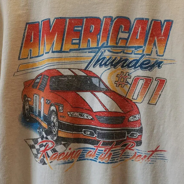 [BUNJANG] Vintage 90s Single Stitch Racing Car T-Shirt (Made in USA) / 90s 빈티지 티셔츠 싱글스티치 프린팅 티셔츠 미국 제조 레이싱 카 L