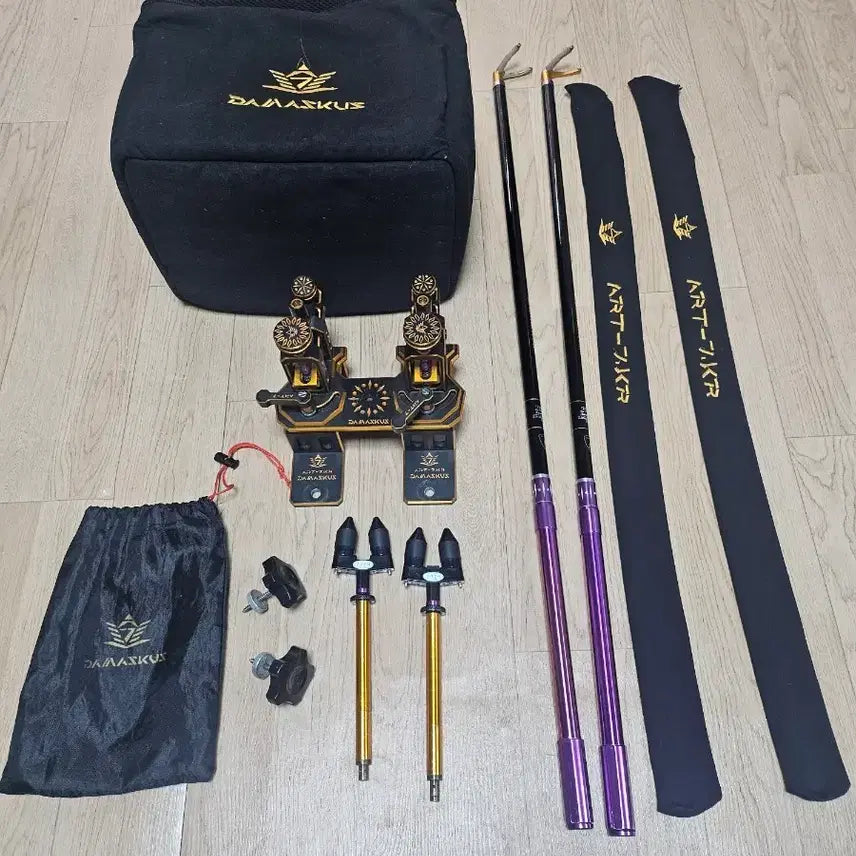 [BUNJANG] Damascus 2-Tier 3-Section Fishing Rod Stand Set / 낚시 받침대 다마스쿠스 2단 받침대 3절 셋트