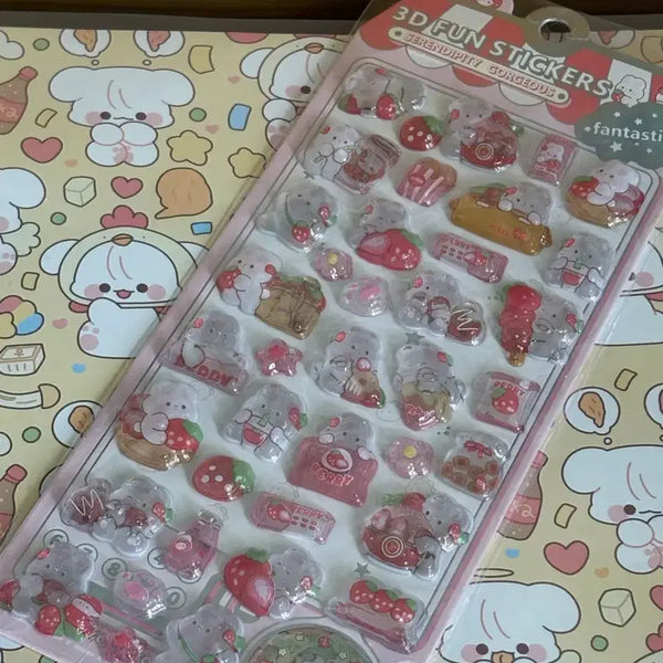 [BUNJANG] 3D Strawberry Bobong Stickers / 3D 입체 딸기 봉봉스티커 [3300 마지막할인]