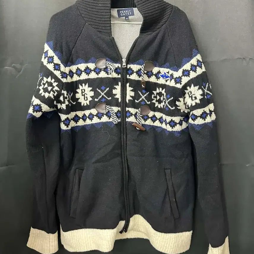 [BUNJANG] Pargates Navy Cowichan Style Knit Zip-Up / 파리게이츠 네이비 코위찬 스타일 니트 집업