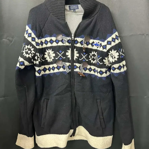 [BUNJANG] Pargates Navy Cowichan Style Knit Zip-Up / 파리게이츠 네이비 코위찬 스타일 니트 집업