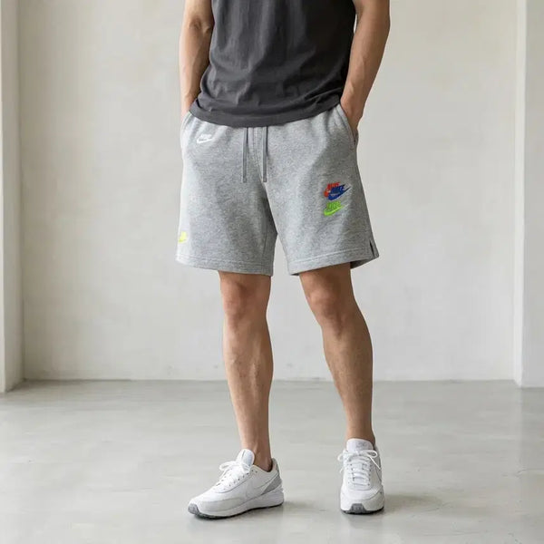 [BUNJANG] Nike Multi-Color Embroidered Logo Sweat Half Pants / 나이키 멀티 컬러 로고 자수 스웨트 하프 팬츠 34