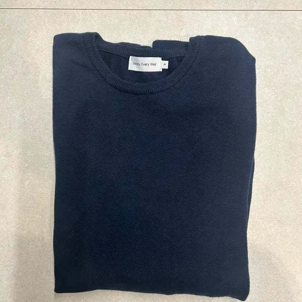 [BUNJANG] Steadyeverywhere Cotton Round Neck Knit Navy Size 3 / 스테디에브리웨어 코튼 라운드 넥 니트(네이비, 3)
