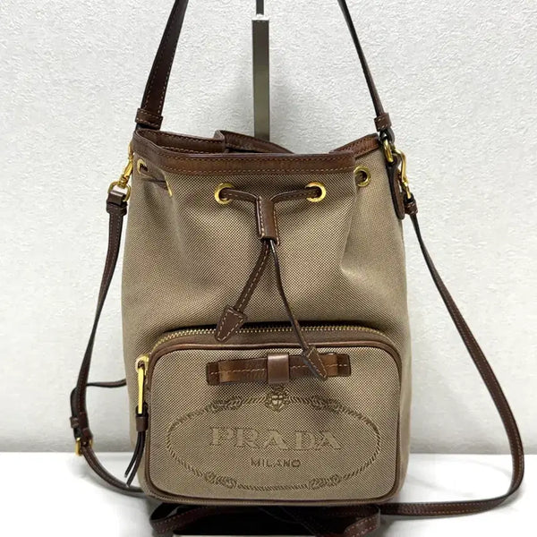 [BUNJANG] Prada Jacquard Bucket Bag Vintage / (감정서/V)프라다 자카드 버킷백