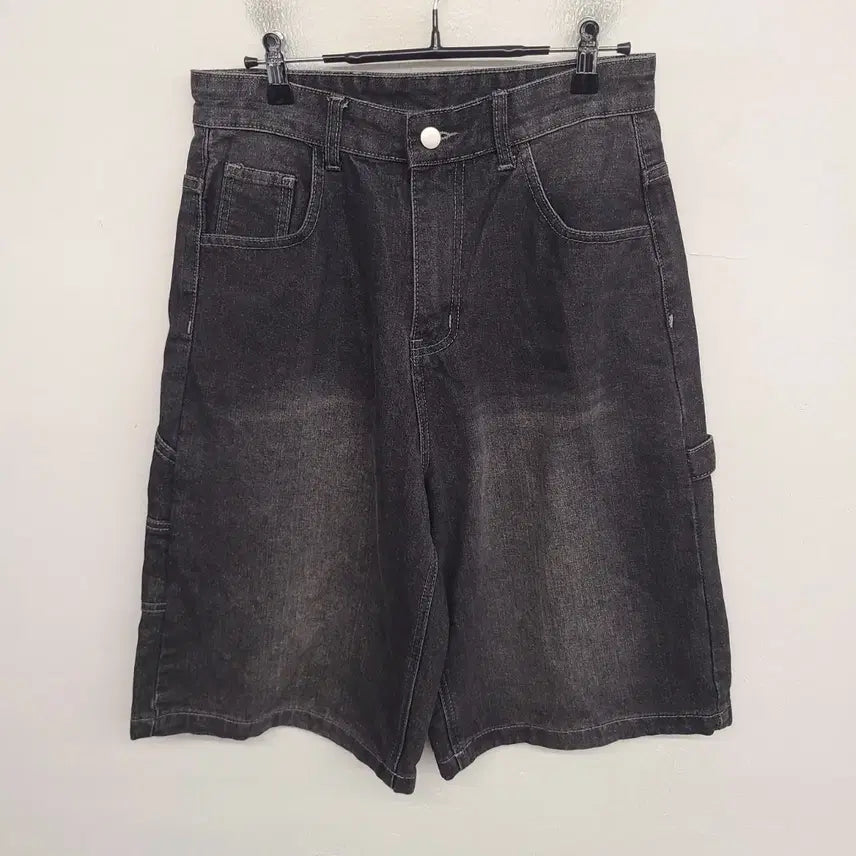 [BUNJANG] Women's Washed Denim Carpenter Shorts 28 inch / [28 inch] 여성 워싱 데님 카펜터 팬츠 반바지