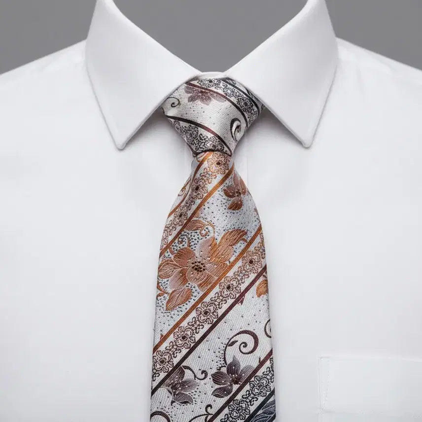 [BUNJANG] Renoma Cubic Floral Silk Necktie / 레노마 큐빅 플로럴 실크넥타이