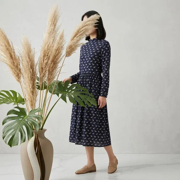 [BUNJANG] Olive des Olive Navy Flower Long Dress / 올리브데올리브 네이비 플라워 롱 원피스