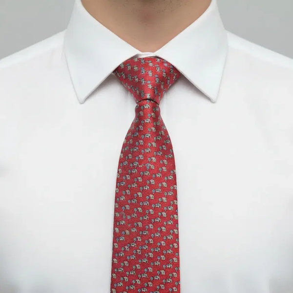 [BUNJANG] Daks Elephant Pattern Red Tie / 닥스 코끼리패턴 레드 넥타이