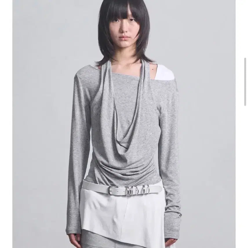 [BUNJANG] SERIC Layered Halter Top Grey / 세릭  layered halter top grey