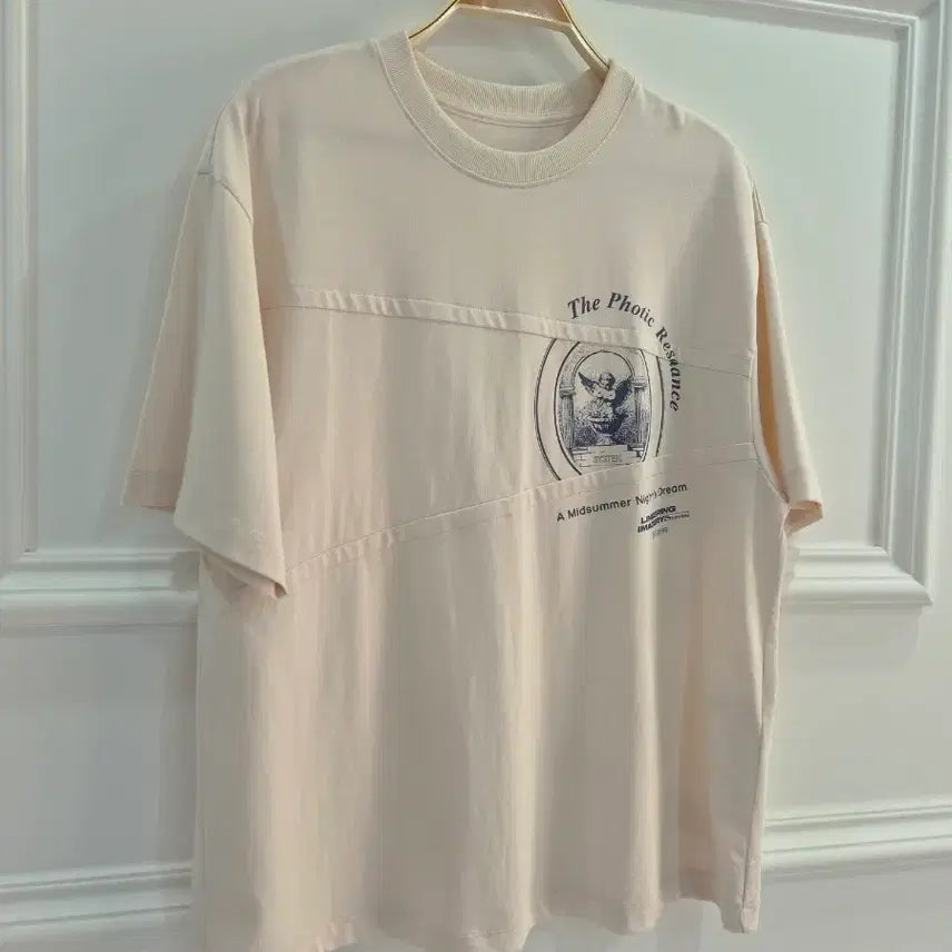 [BUNJANG] System Printing Short Sleeve T-Shirt Ivory / 시스템 프린팅 아이보리 반팔 티셔츠