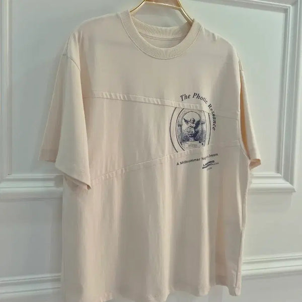 [BUNJANG] System Printing Short Sleeve T-Shirt Ivory / 시스템 프린팅 아이보리 반팔 티셔츠