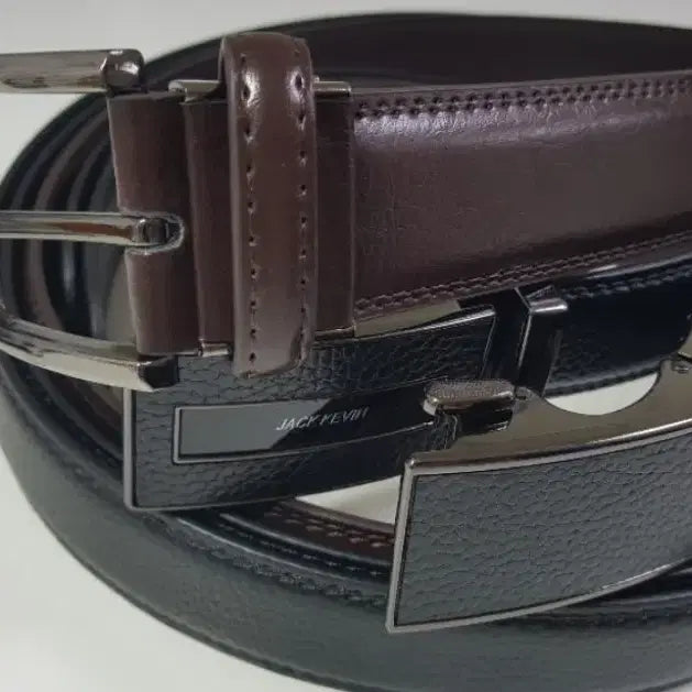 [BUNJANG] Men's Leather Belt Set Brown/Black / 남성 가죽 벨트 브라운/블랙